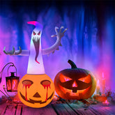 4FT Lighted Halloween Inflatable Ghost on Pumpkin (PVC, Battery LED)